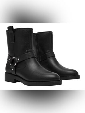 Dolce Vita Black Leather Mid-Calf Moto Boots